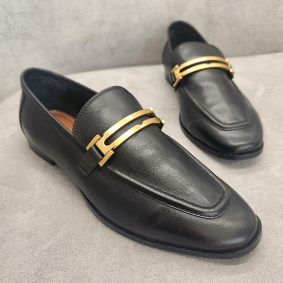 Reiss Dress Loafers 9.5 Black Leather Angela Apron Toe CBK Carolyn New $275 - Picture 6 of 16